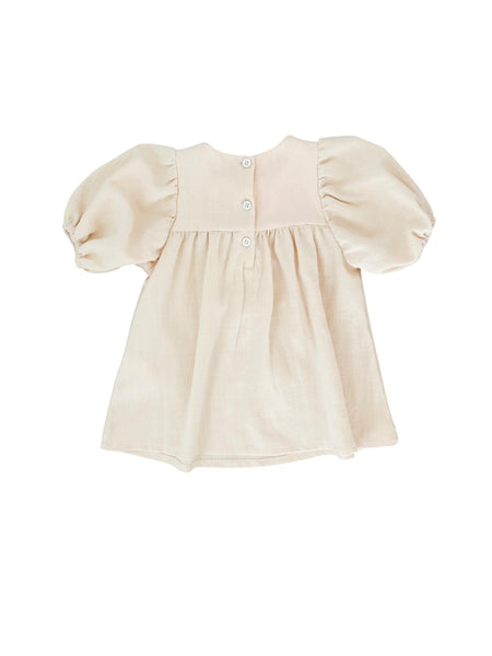 Abito pesca  con ricami  beige per neonata Maperò M33221 ROSA TRAMONT 