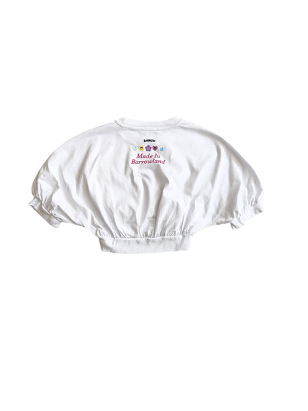 T-shirt cropped bianca con logo per bambina Barrow S6BKJGTH133 002 