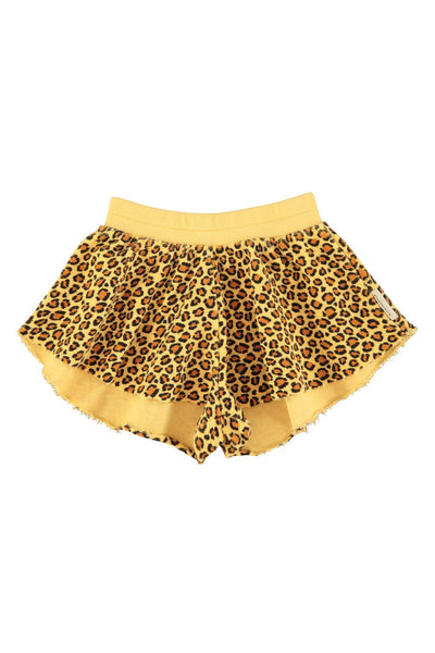 Shorts giallo con stampa animalier all over per neonata e bambina Piupiuchick SS26.FLP2609 MUSTARD 