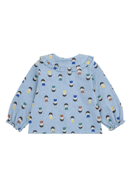 Camicia in denim chiaro con stampa all over per neonata Bobo Choses B225AB044 UNI 