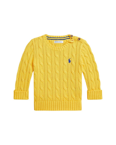 Maglia in cotone a trecce gialla con logo per neonato Ralph Lauren Kids 320702674500 YELLOW 