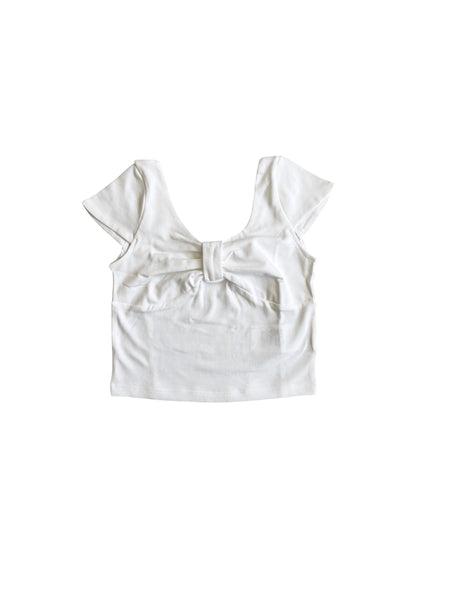 Top bianco con fiocco per bambina Lulù by Miss Grant LL4420 LATTE 