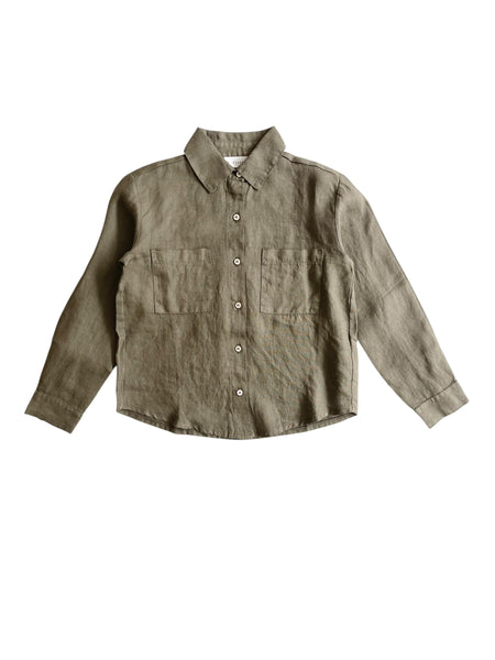 Camicia verde in lino per neonato e bambino Fiorile 1447 914 