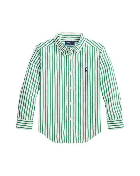 Camicia a righe verdi e bianche con logo per neonato e bambino Ralph Lauren Kids 322979319501 GREEN/WHITE 