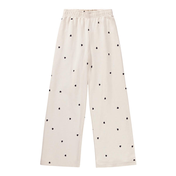 Pantalone beige in felpa con cuori ricamati all over per neonata e bambina Molo ANNA 9536 