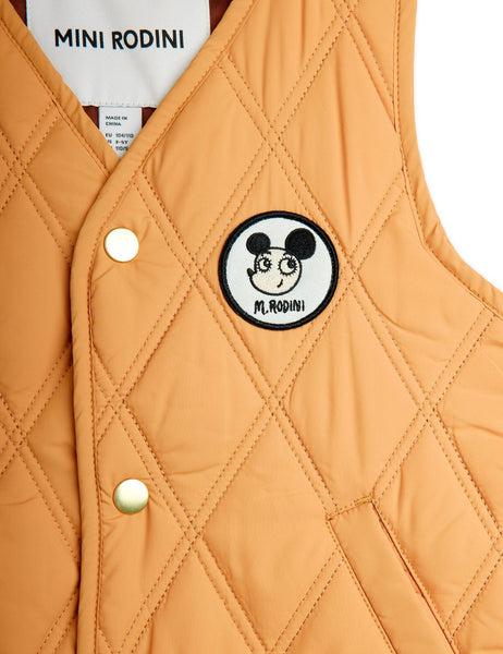 Gilet beige trapuntao con patch per neonati e bambini Mini Rodini 2571010513 BEIGE 