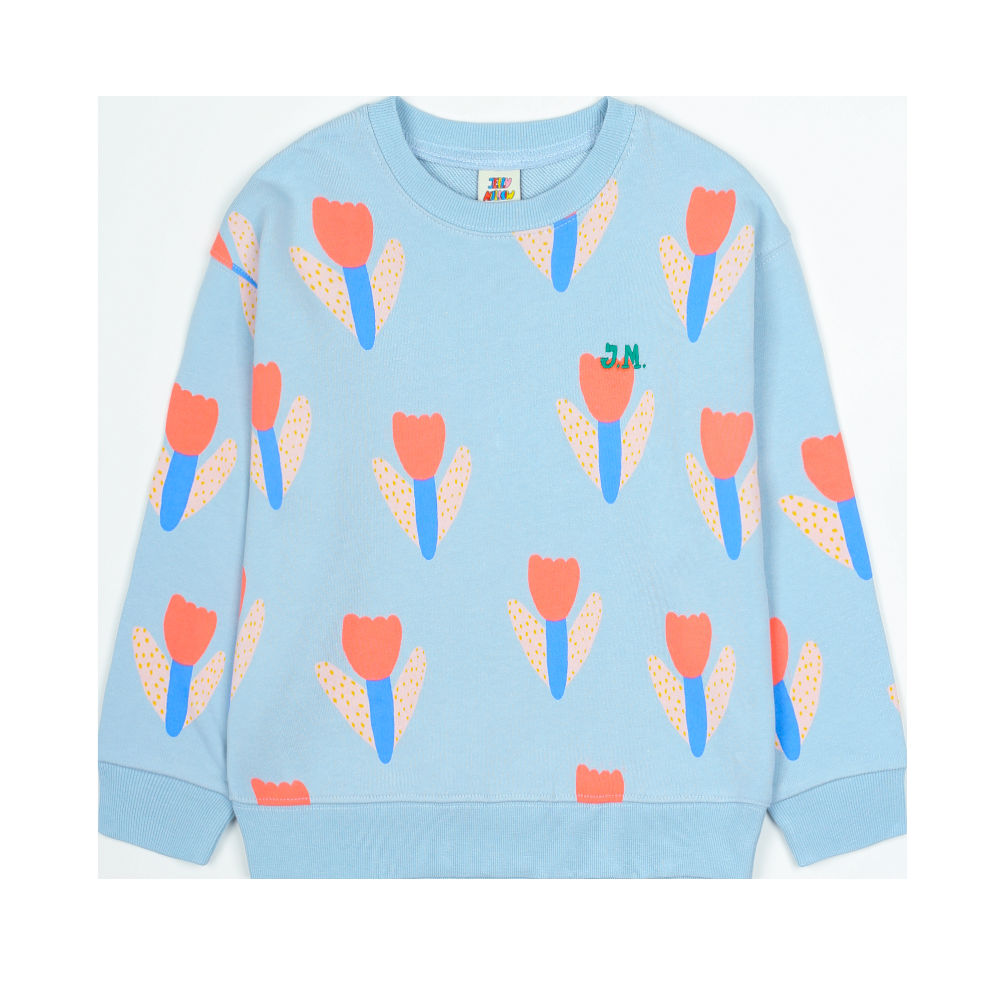 Felpa celeste con stampa all over per bambina Jelly Mallow JM2520108 UNICA 