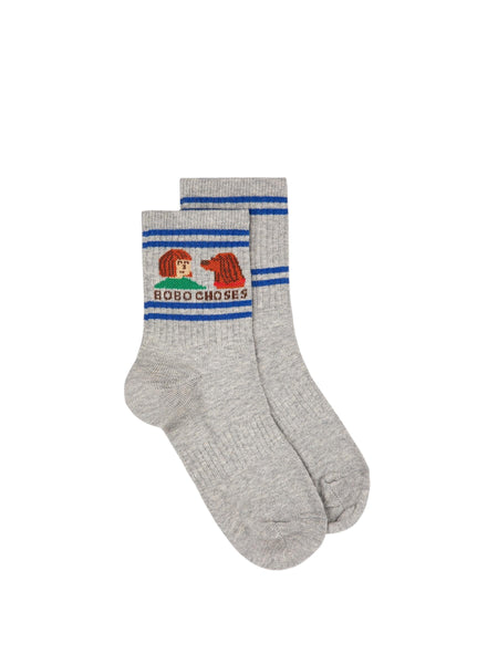 Calzino grigio con stampa per neonati e bambini Bobo Choses B126AI009 UNI 