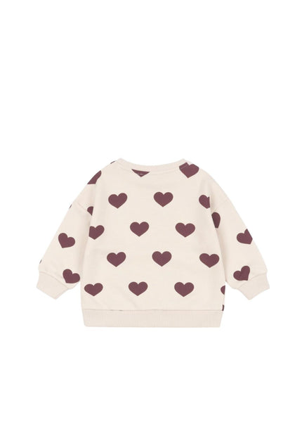 Felpa rosacon stampa cuori all over per neonata e bambina Konges slojd KS104346 COEUR 