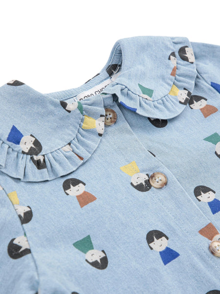 Camicia in denim chiaro con stampa all over per neonata Bobo Choses B225AB044 UNI 