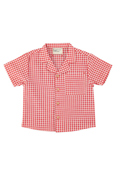 Camica check rosso e bianco per neonati e bambini Piupiuchick SS26.RP2601 RED&ECRU 