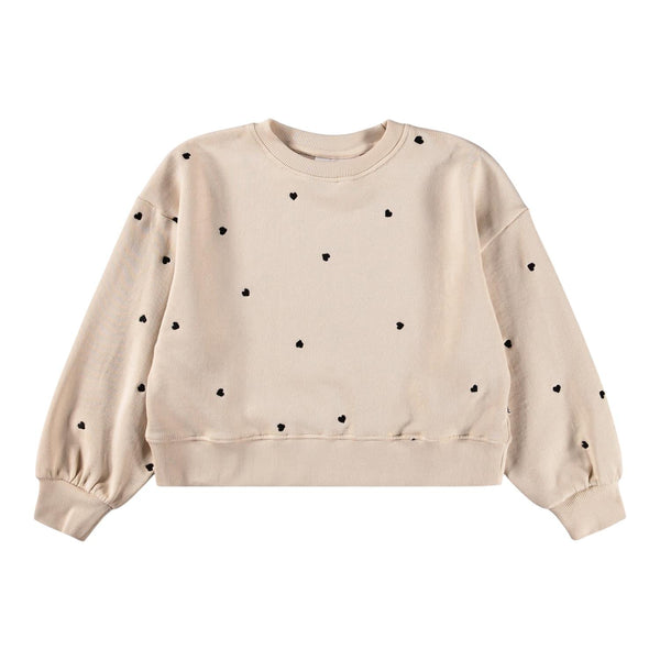 Felpa beige con cuori ricamati per neonata e bambina Molo MIKI 9536 
