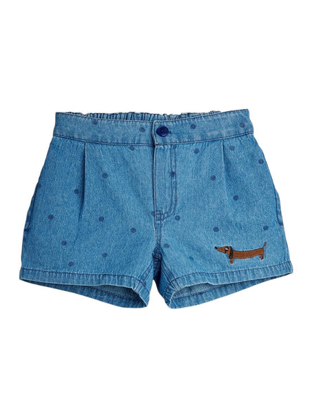 Shorts in denim blu con ricamo per neonata e bambina Mini Rodini 2623015260 BLUE 