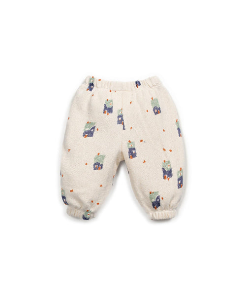 Pantalone in maglia panna con stampa all over per neonati Play up 1AR11606 E730N 