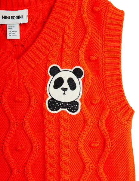 Gilet in maglia rosso con patch per bambina Mini Rodini 2572012442 RED 