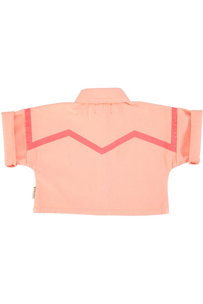 Camicia in denim rosa con stampa per bambina Piupiuchick SS26.CT2602 PINK 