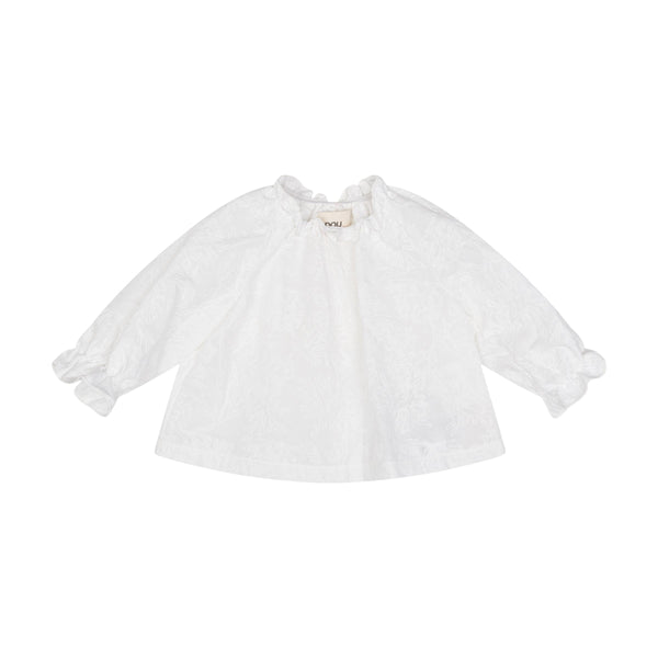 Blusa bianca con ricami per neonata Doudou DY5001 100 