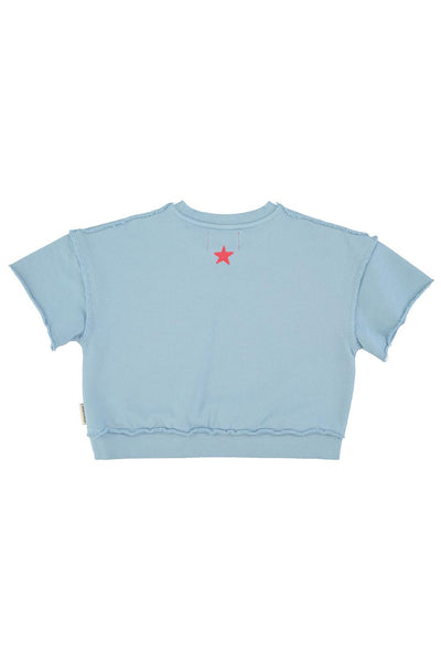 Felpa celeste con stampa per neonati e bambini Piupiuchick SS26.FLP2606 BLUE 