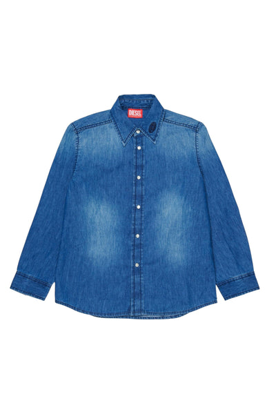 Camicia in denim blu per bambino Diesel J01330 K01 