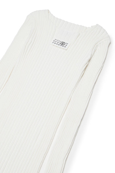 Abito bianco lungo a coste  con logo per bambina MM6 Maison Margiela M60935 M6101 