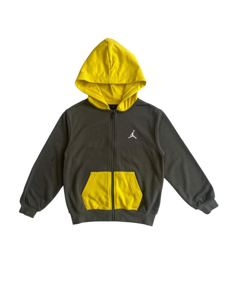 Felpa aperta con cappuccio verde e gialla per bambino Jordan 95F120 F84 