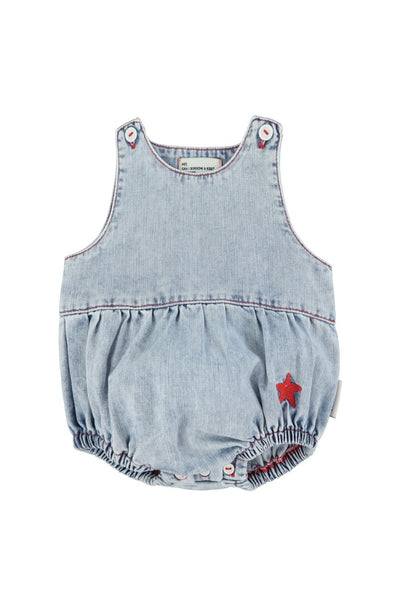 Pagliaccetto in denim blu per neonata Piupiuchick SS26.BB2602 DENIM 