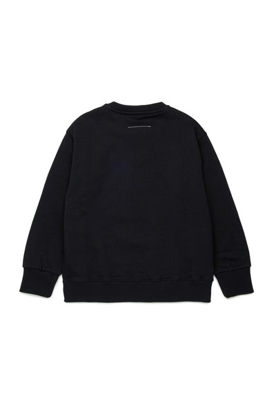 Felpa nera con logo per bambini MM6 Maison Margiela M61011 M6900 