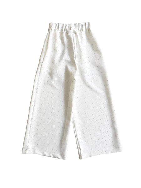Pantalone latte con strass all over per bambina Lulù by Miss Grant LL4146 LATTE 