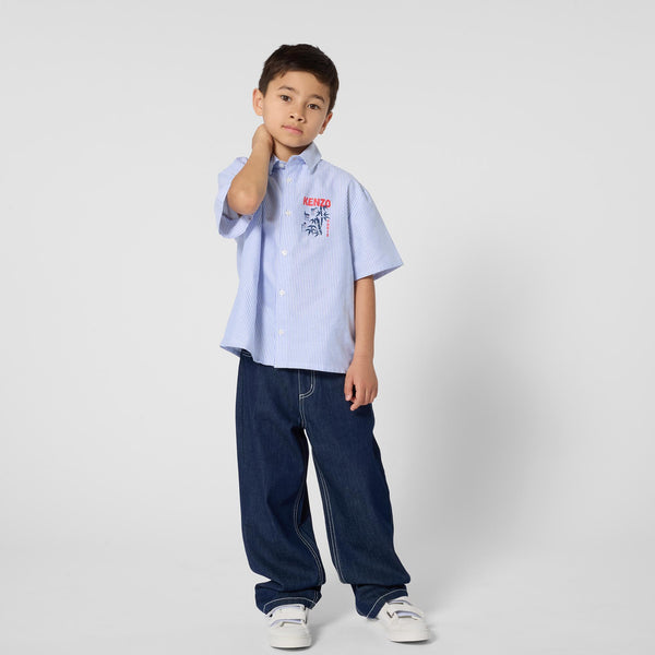 Camicia a righe con logo per bambino KENZO K61845 117 