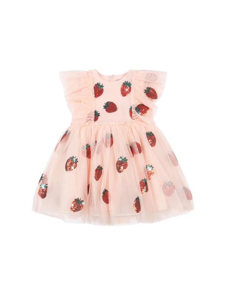 Abito rosa in tulle con paillettes applicate per neonata e bambina Konges slojd KS105137 STRAWBERRY 