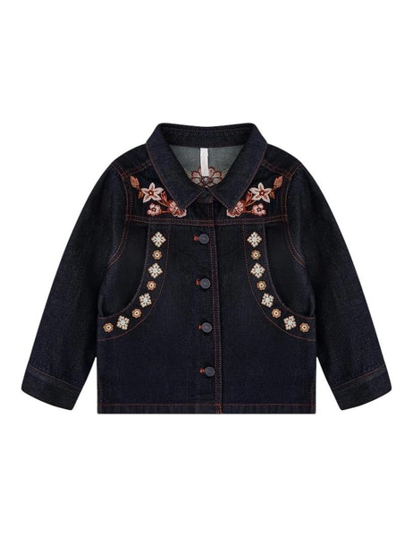 Giubbino in denim blu con ricami per bambina Zimmermann 8523JSS261 HORI 