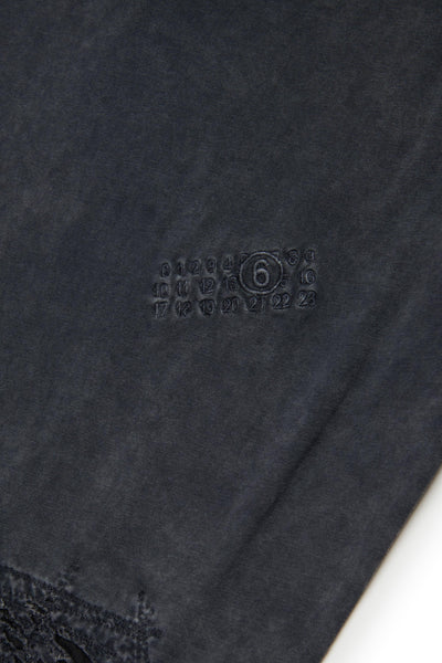 T-shirt nera con rotture per bambini MM6 Maison Margiela M60874 M6900 