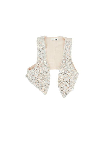 Gilet pesca con ricami beige per neonata Maperò M33351 ROSA TRAMONTO 
