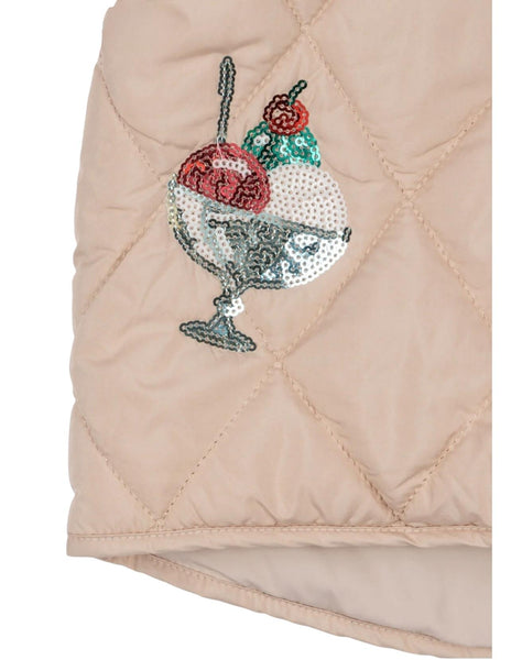 Giubbino trapuntato beige con paillettes per neonata e bambina Konges slojd KS104811 GELATO 