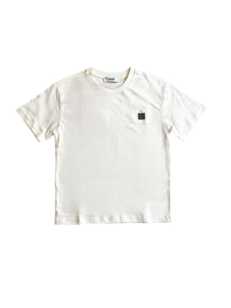 T-shirt crema con logo per bambino Msgm S6MSJBTH226 013 