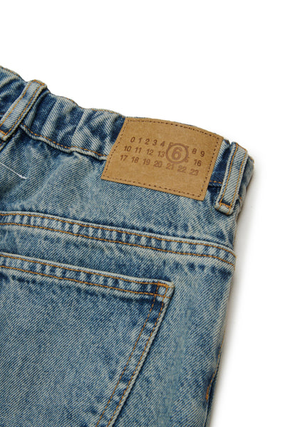 Jean balloon in denim blu medio per bambini MM6 Maison Margiela M60748 M601 