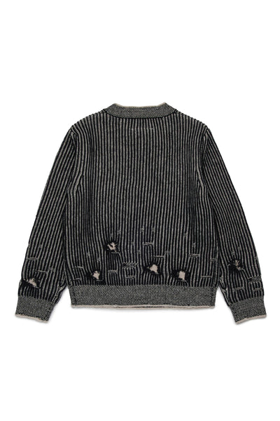 Maglia nera in lana a coste con rotture per bambini MM6 Maison Margiela M60881 M6C39 