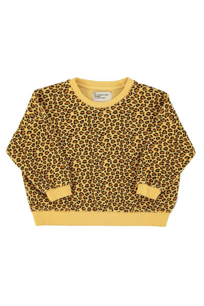 Felpa gialla stampa animalier per neonata e bambina Piupiuchick SS26.FLP2602 MUSTARD 