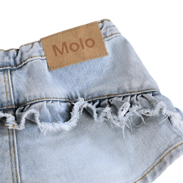 Shorts in denim blu chiaro con volant per bambina Molo AGNETHA 9484 