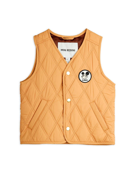 Gilet beige trapuntao con patch per neonati e bambini Mini Rodini 2571010513 BEIGE 