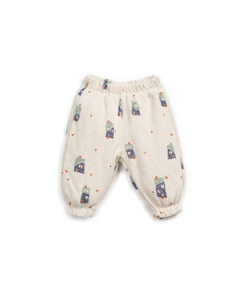 Pantalone in maglia panna con stampa all over per neonati Play up 1AR11606 E730N 
