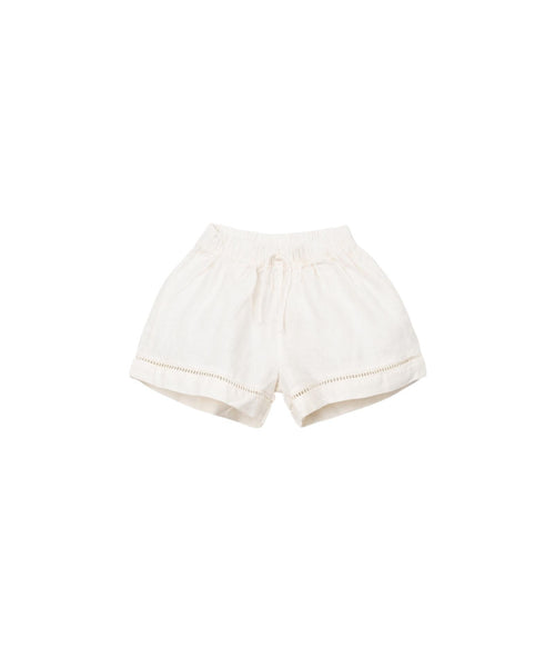 Shorts in lino panna con ricamo per bambina Play up 4AS11701 P0088 