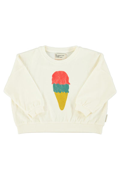Felpa panna in spugna per neonati e bambini Piupiuchick SS26.JRS618 ECRU 