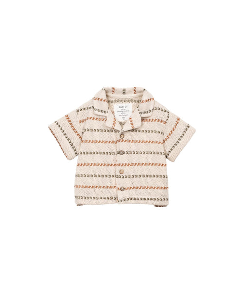 Camicia beige in maglia a righe per neonato Play up 1AS11250 R367G 