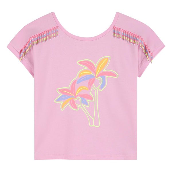 T-shir rosa con stampa e perline per bambina BILLIEBLUSH U22119 46N 