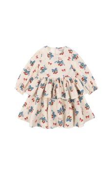 Abito beige con stampa all over per neonata e bambina Konges slojd KS103794 AMARENA 