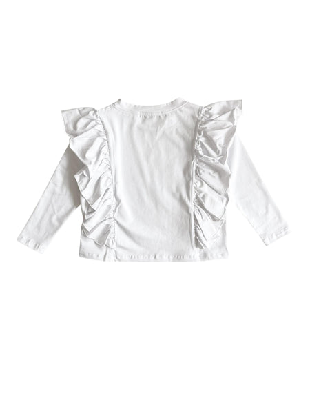 T-shirt bianca con volant e stampa per neonata e bambina Mousse kids PKMJR140W KOKKOALA 