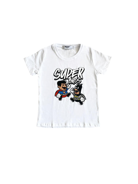 T-shirt bianca con stampa per neonato e bambino Mousse kids LKTS220W SUPERBROS 