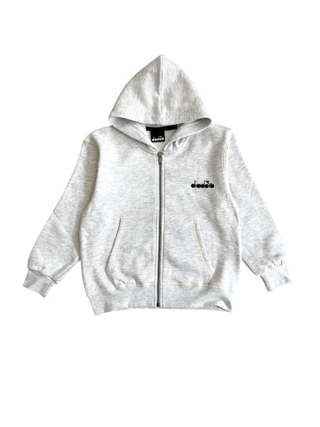 Felpa aperta grigia con stampe per bambino Diadora F5DIJBZH001 101 