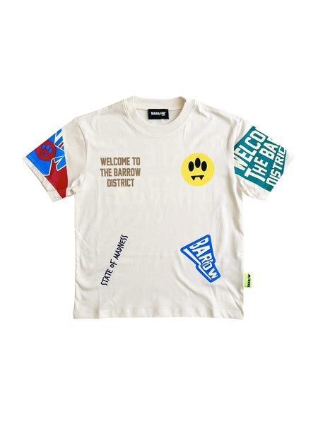 T-shirt panna con stampe per bambino Barrow F5BKJUTH079 013 